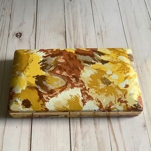 Vintage Floral Clamshell Hard Jewelry Case **FLAWED** Art Project Restore Craft